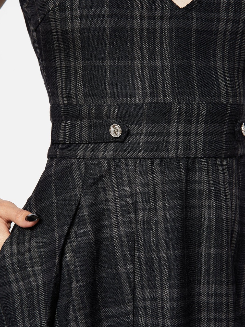 Disturbia Check Mini Pinafore Dress Size 14 - Picture 3 of 3